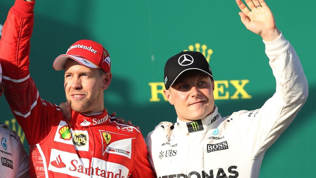 Sebastian Vettel ja Valtteri Bottas