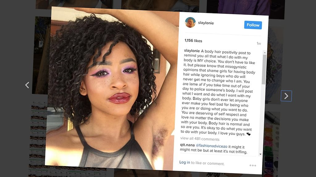 Nainen vastasi kritiikkiin Instagram-kuvalla, jossa kainalokarvat näkyvät.