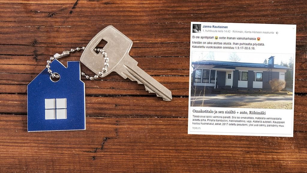 Riihimäkeläisperheen myynti-ilmoitus ei ollut aprillipila.