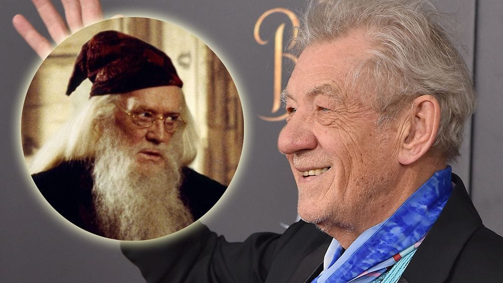 Dumbledorea näytelleen Richard Harrisin (pyöreä kuva) sanat harmittivat Ian McKelleniä, joka kieltäytyi Dumbledoren roolista Harrisin kuoltua.