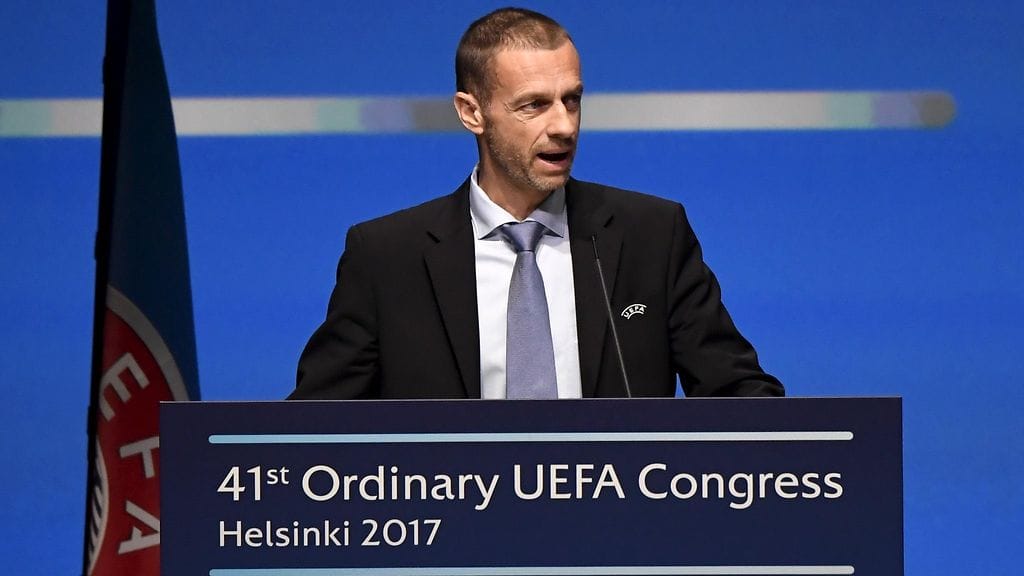 Aleksander Ceferin puhui keskiviikkona Helsingissä.