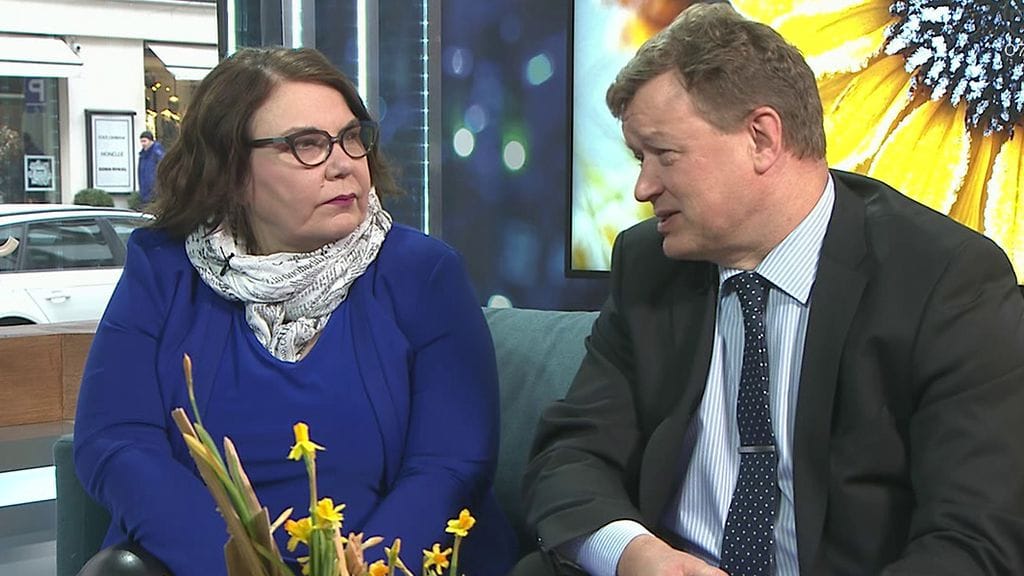 Jouni Kemppainen Huomenta Suomessa yhdessä MTV Uutisten silloisen päätoimittajan Merja Ylä-Anttilan kanssa 10.4.2017