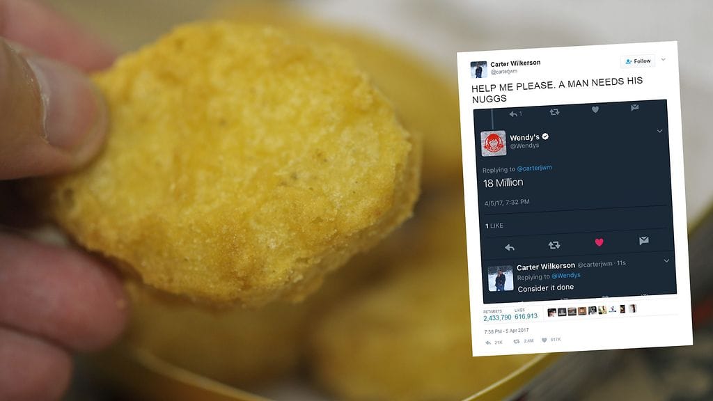 16-vuotiaan nuoren miehen kananugettirakkaus on noussut Twitterin kuumimmaksi puheenaiheeksi.