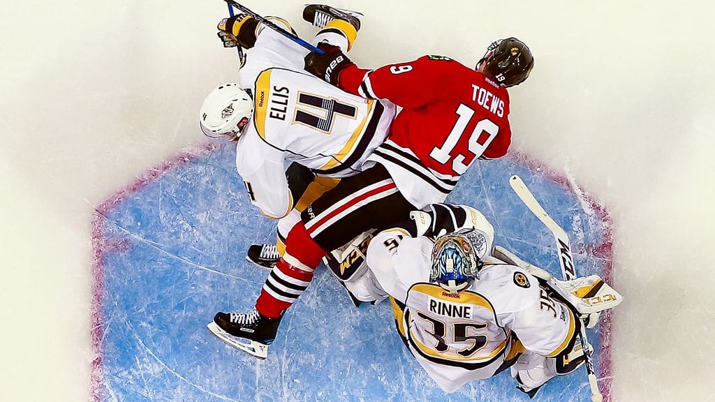 Pekka Rinne oli ohittamaton Chicagossa torstaina.