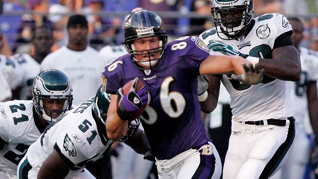 Todd Heap (kesk.) Baltimore Ravensin paidassa vuonna 2007.