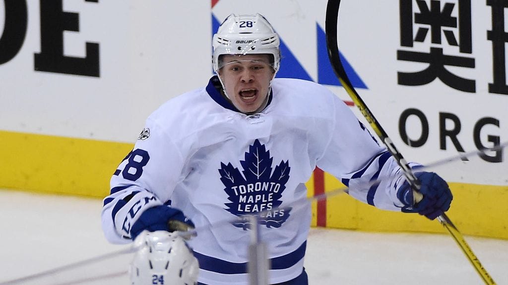 Kasperi Kapanen juhlimassa voitto-osumaansa.