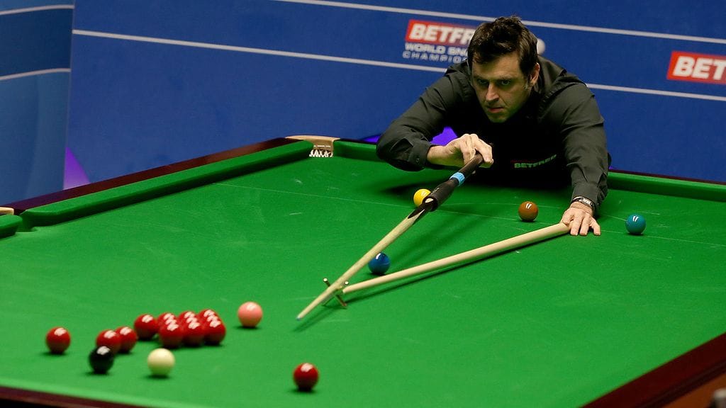 Ronnie O'Sullivan MM-veralla sunnuntaina.