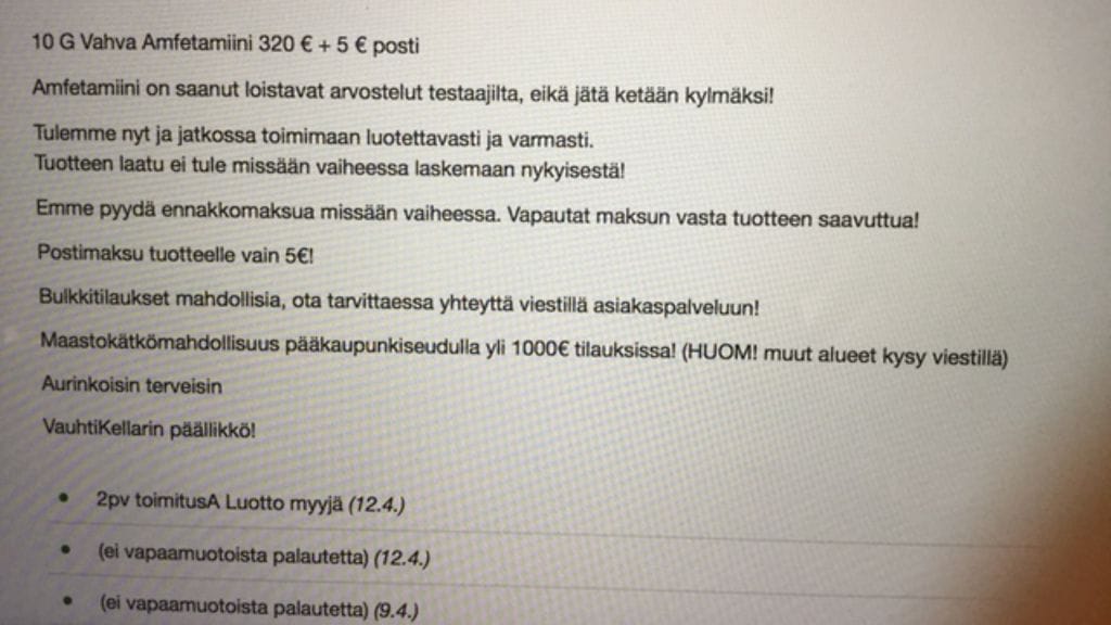 Huumekauppaa verkossa