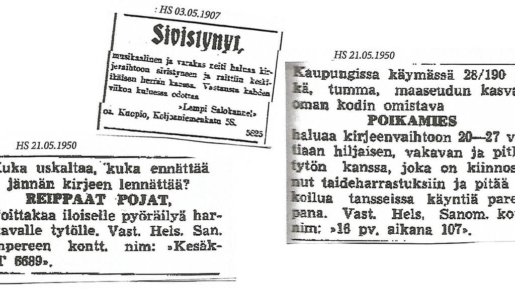 deitti-ilmoituksia vuosien varrelta