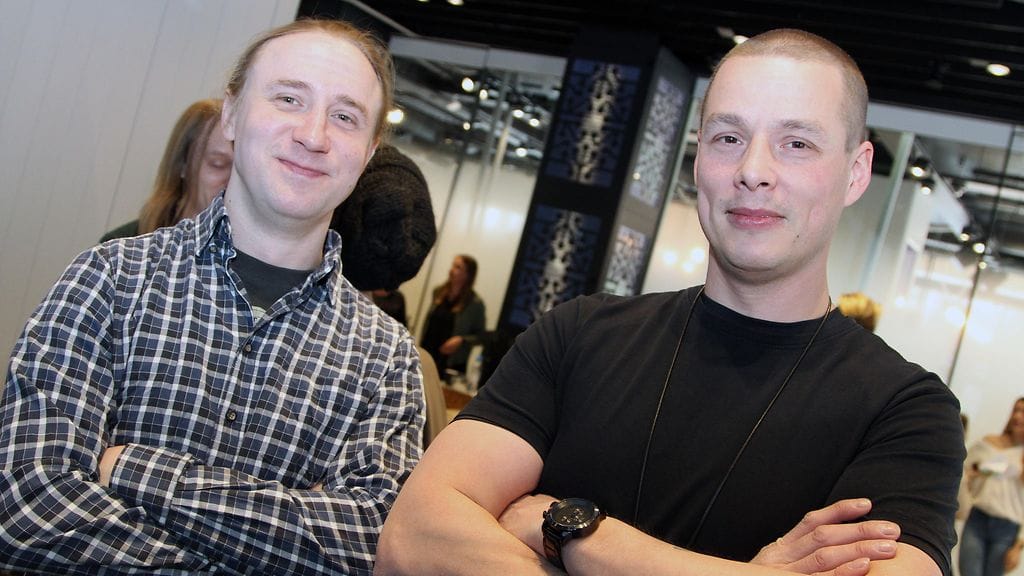 Ylermi Rajamaa ja Jäppi Savolainen Pää edellä -pressissä 25.4.2017 1