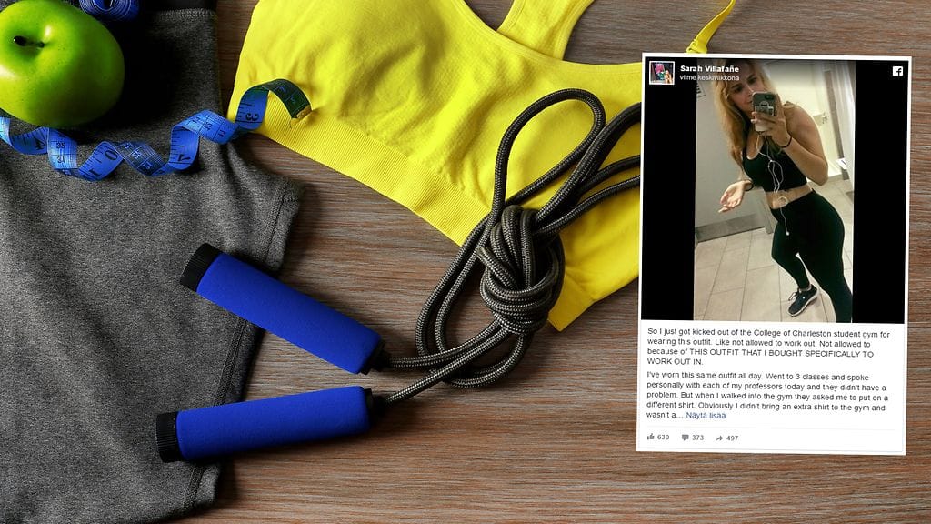 Koulun kuntosalin henkilökunta ei pitänyt nuoren naisen asua sopivana.