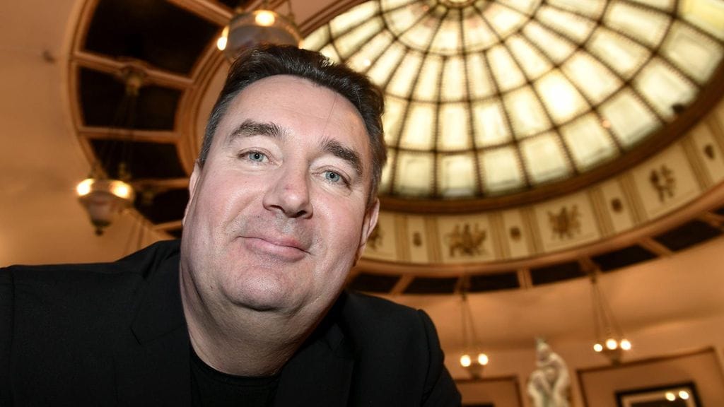 Timo Koivusalo Olavi Virta -elokuvan lehdistötilaisuudessa 26. huhtikuuta 2017.