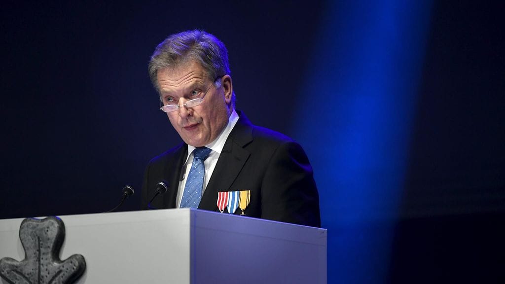 Presidentti Sauli niinistö veteraanijuhlassa.