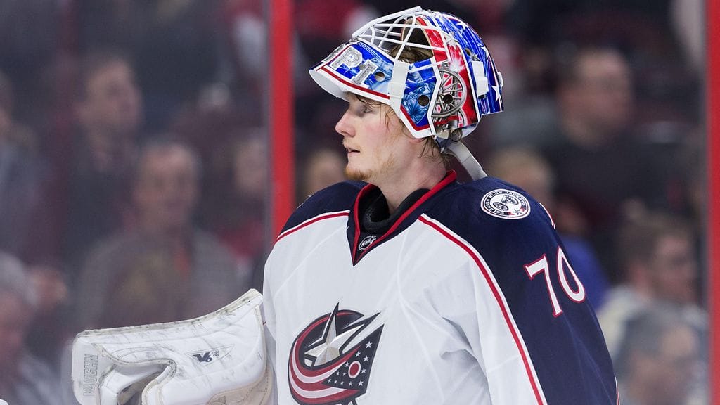 Joonas Korpisalo Columbuksen paidassa.