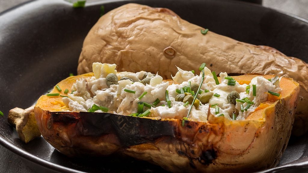 Savusiika sopii grillatun kurpitsan täytteeksi.