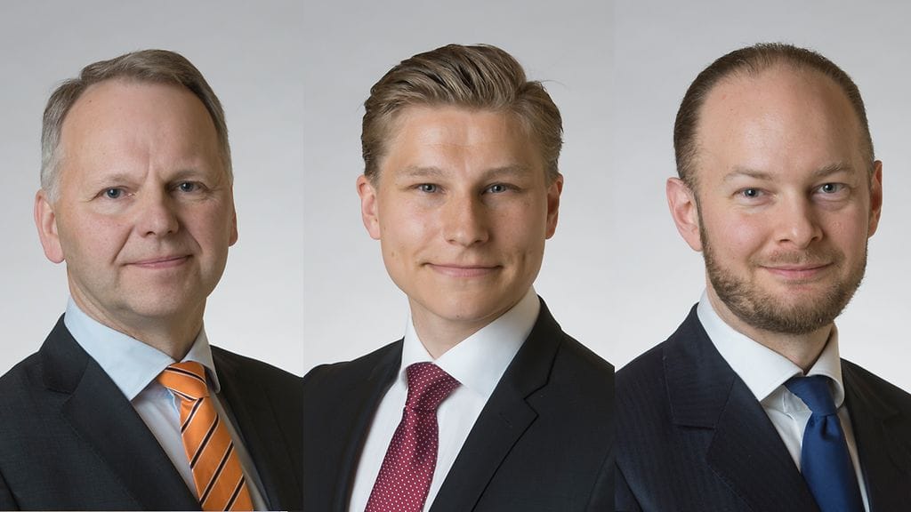 Jari Leppä (kesk.), Antti Häkkänen (kok.) ja Sampo Terho (ps.) nousevat tänään ministereiksi.
