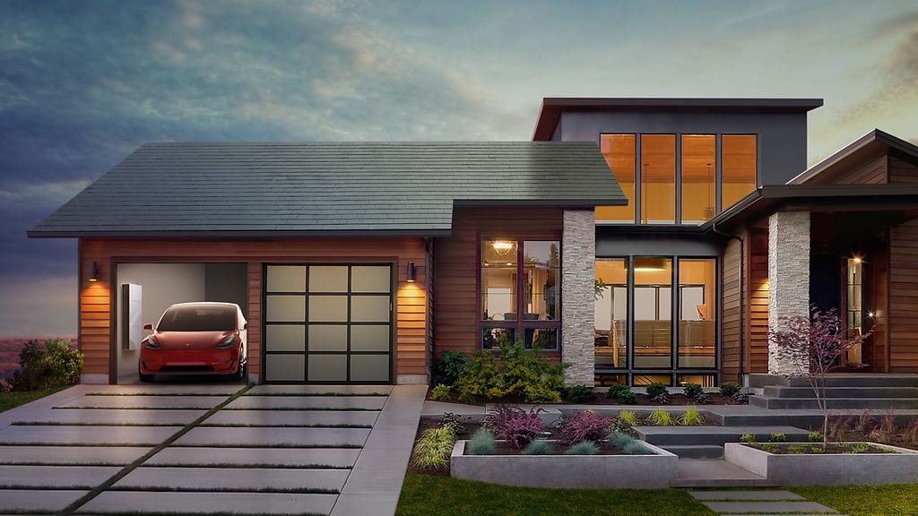 Tämän talon kattotiilet ovat pieniä aurinkopaneeleja.