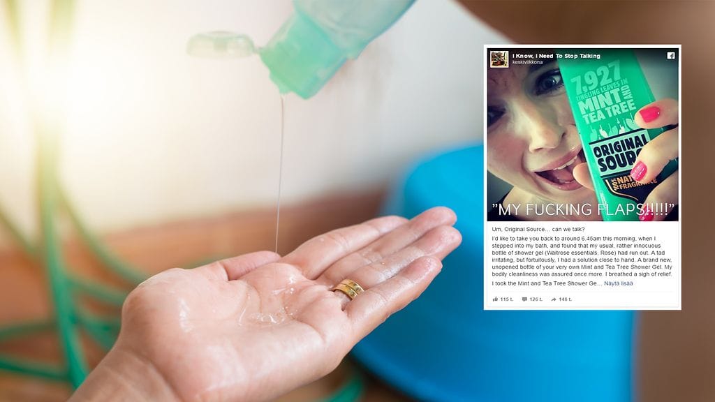 Naisen postaukseen suihkusaippuan aiheuttamista reaktioista on reagoitu jo satojen tuhansien ihmisten voimin.