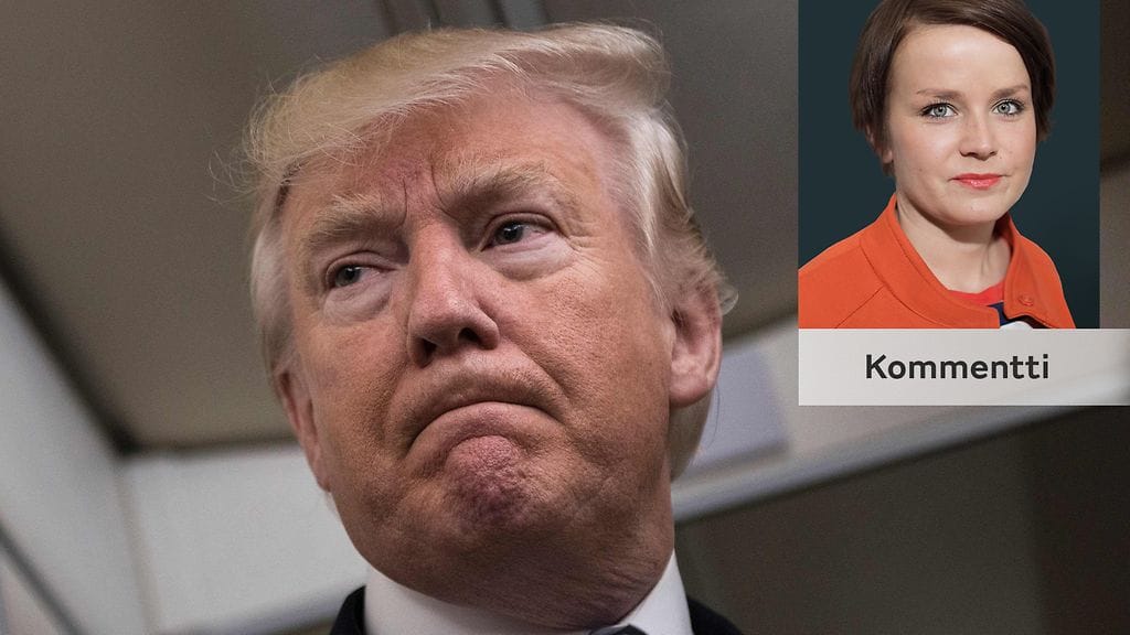 Kuvassa presidentti Donald Trump. Mari Karppinen (oik.) on MTV Uutisten Yhdysvaltain-kirjeenvaihtaja.