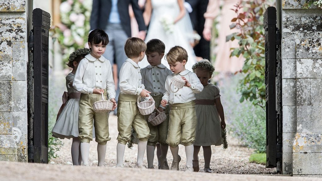 Pippa Middletonin häät George ja Charlotte sulhaspoikina ja morsiusneitoina 20.5.2017 5