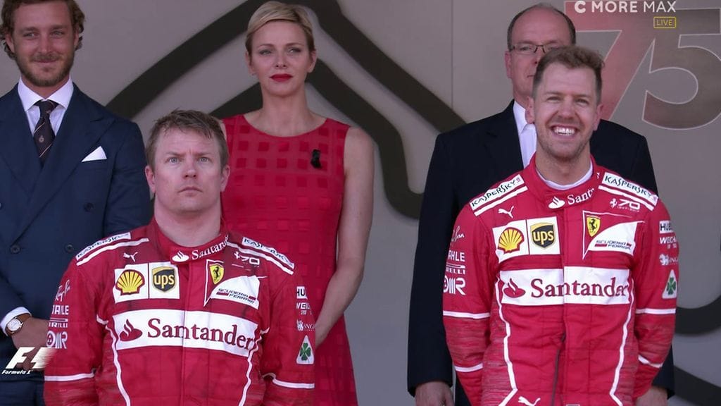 Kimi Räikkönen ja Sebastian Vettel vuoden 2017 Monacon F1-kilpailussa.
