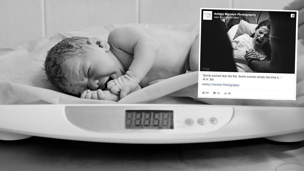 Valokuvaaja ikuisti odottamattomasti edenneen synnytyksen upeisiin kuviin.