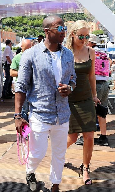 Lindsey Vonn ja Kenan Smith Monacon F1-varikolla 28.5.2017 1
