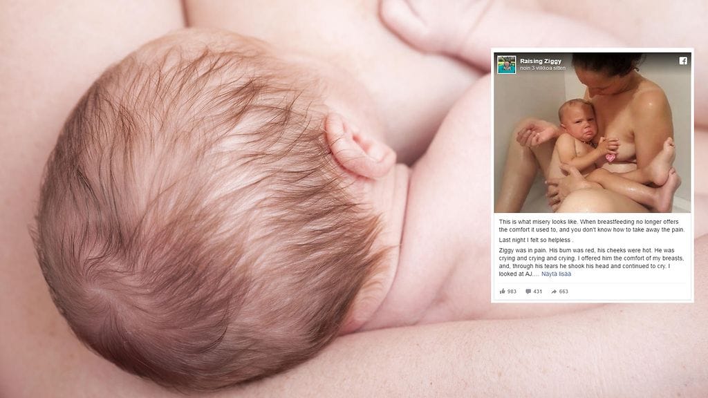 Äiti muistuttaa, että imettäminen ei läheskään aina suju täydellisesti.