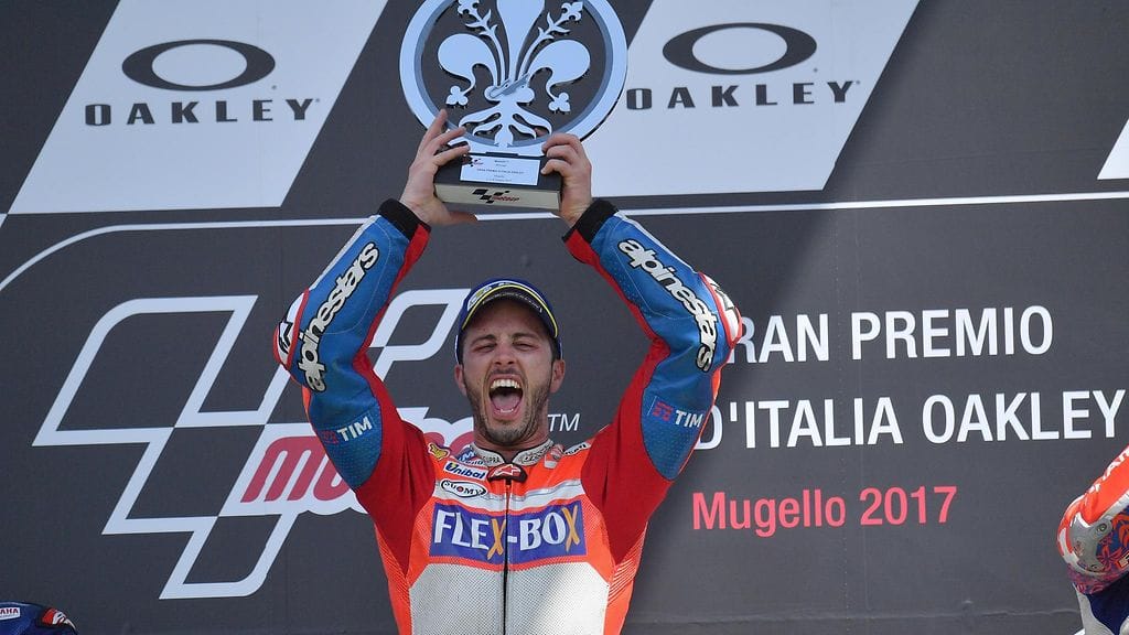 Andrea Dovizioso nappasi MotoGP-uransa makeimman voiton kotiyleisön edessä Mugellossa.