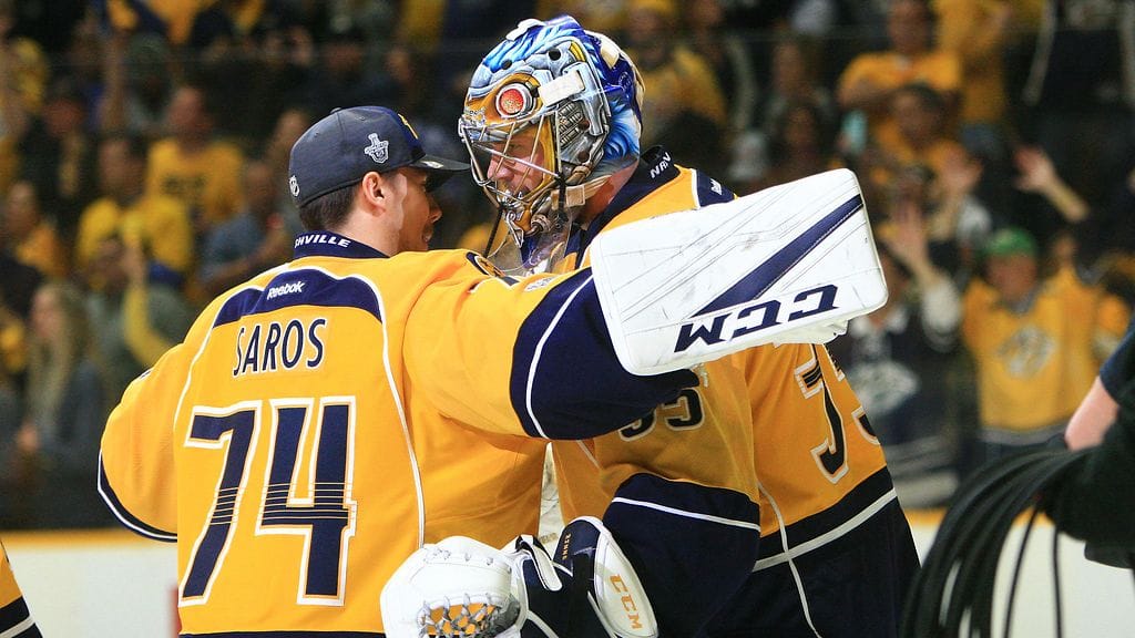 Juuse Saros ja Pekka Rinne muodostavat Nashvillen maalivahtiparin.