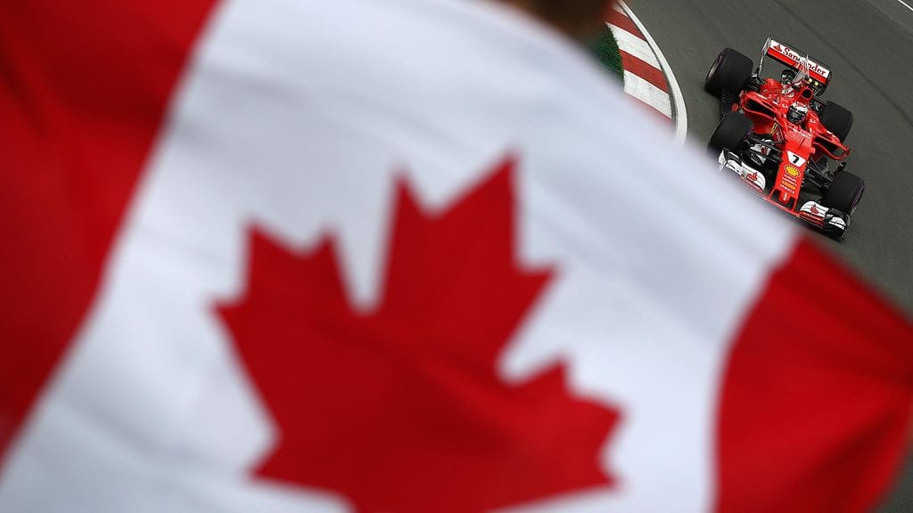 Kimi Räikkönen Gilles Villeneuven nimeä kantavalla radalla Montrealissa perjantaina.