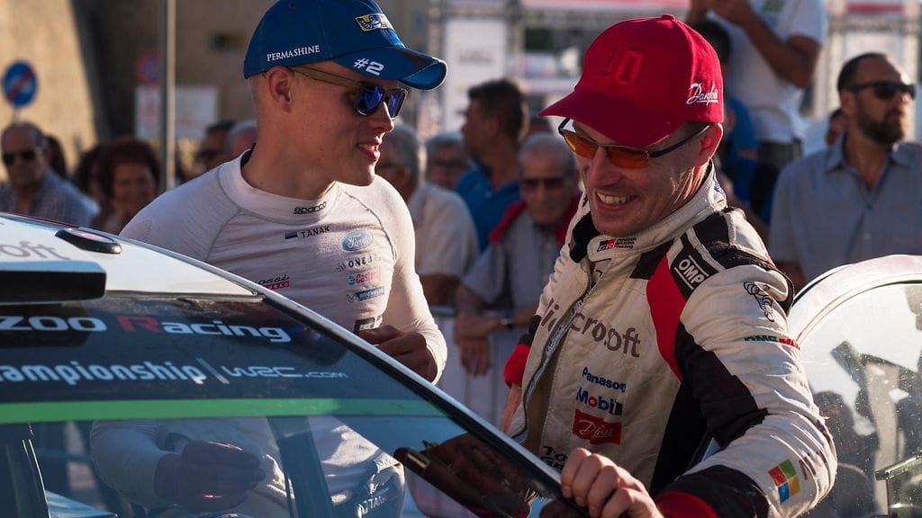 Ott Tänak ja Jari-Matti Latvala Sardinian rallissa lauantaina.