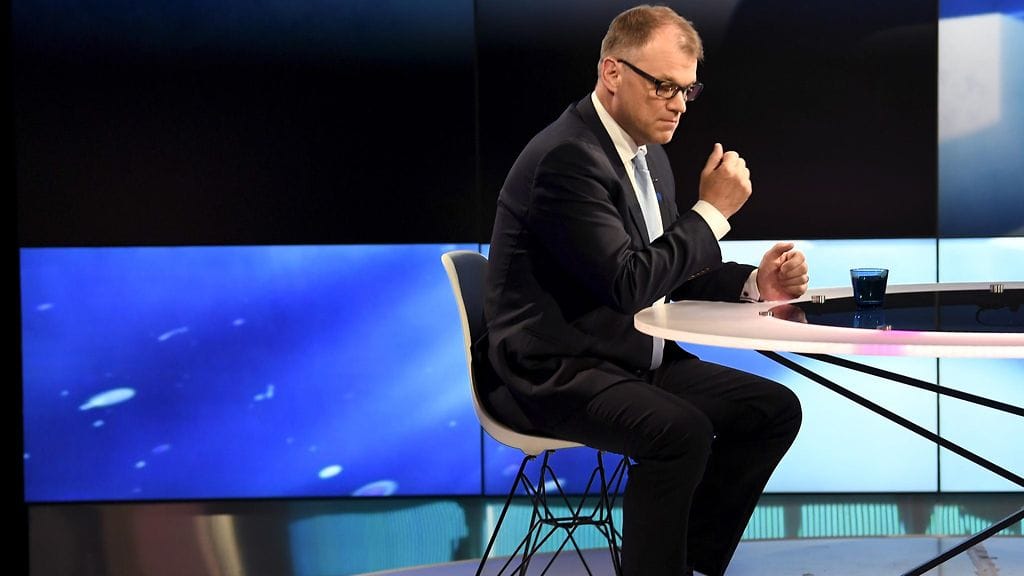 Pääministeri Juha Sipilä Ylen A-studion keskustelussa.