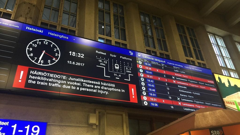 Helsingin junaliikenteessä on häiriöitä henkilövahingon vuoksi. Kuva: Carlos Sunila.