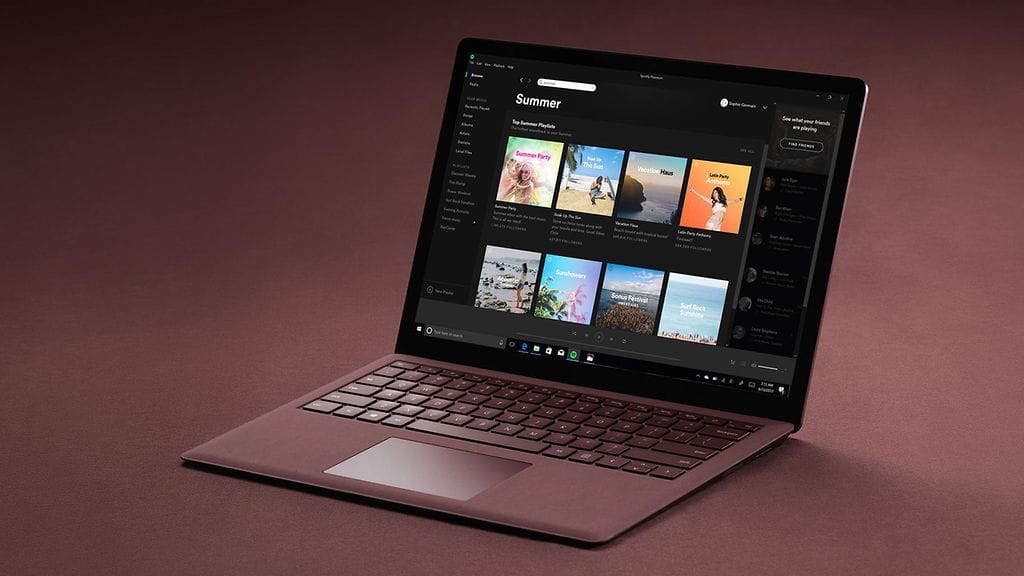 Spotify-sovellus on saatavilla esimerkiksi Surface Laptop -laitteelle.