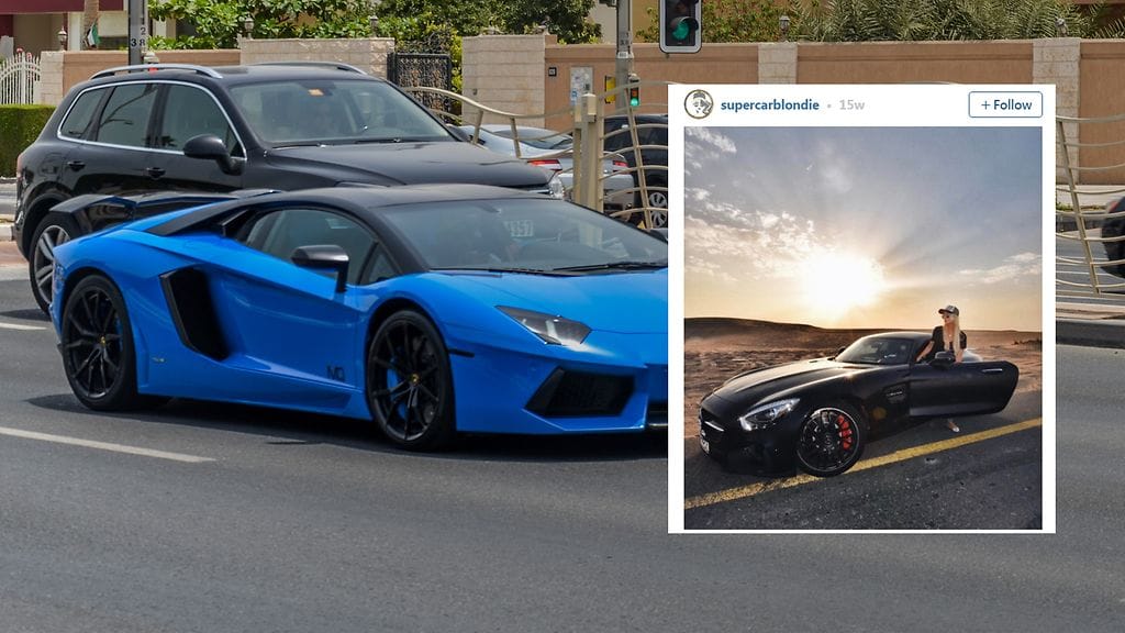 Kuvankaappaus Alex Hirschin Instagram-tililtä @supercarblondie.