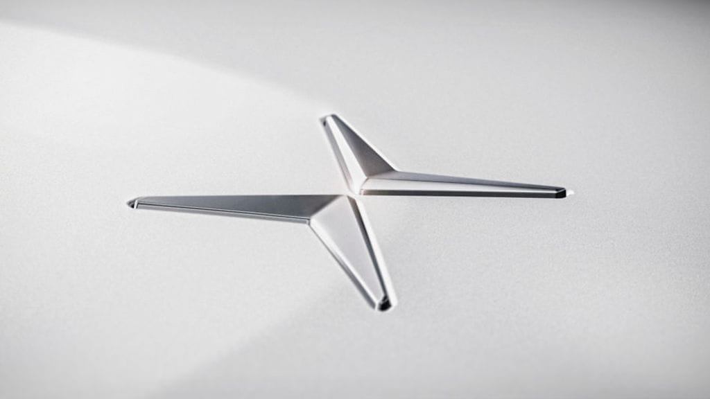 Tämä logo tulee näkymään Polestarin tulevien sähköautojen keulalla.