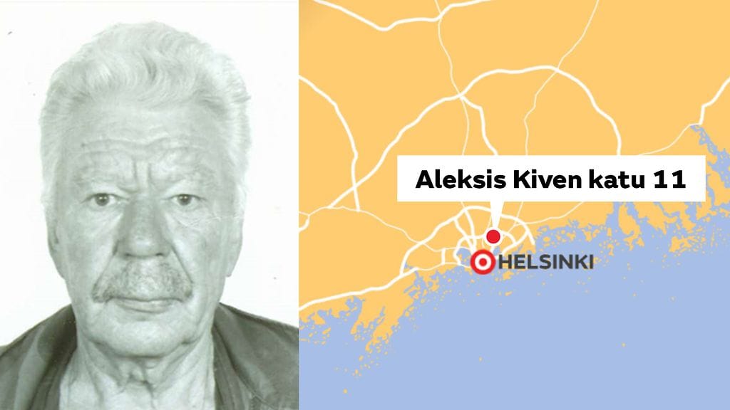 Kuva uhrista sekä löytöpaikka kartalla.