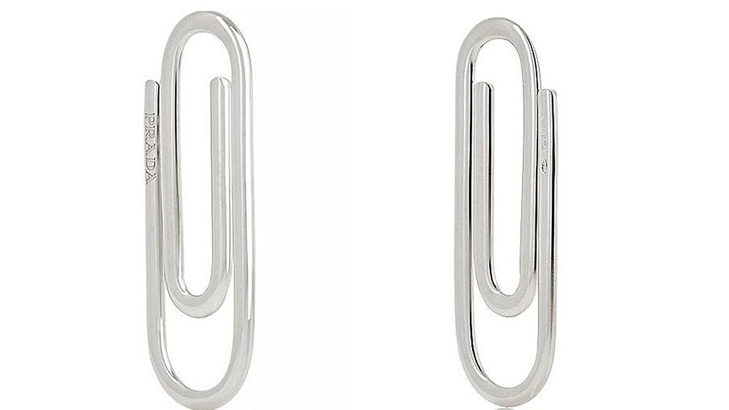 Pradan paperiliittimen muotoinen setelinpidike.