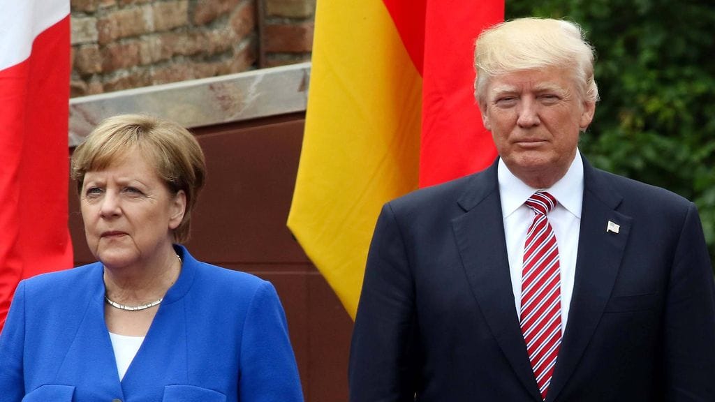 Angela Merkel ja Donald Trump G7-kokouksessa 26.5.2017.