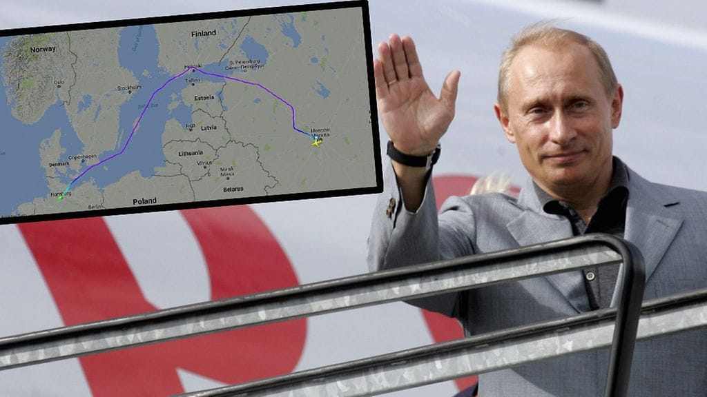 Vladimir Putinia kuljettanut lentokone koukkasi Suomen ilmatilassa matkalla Hampuriin.