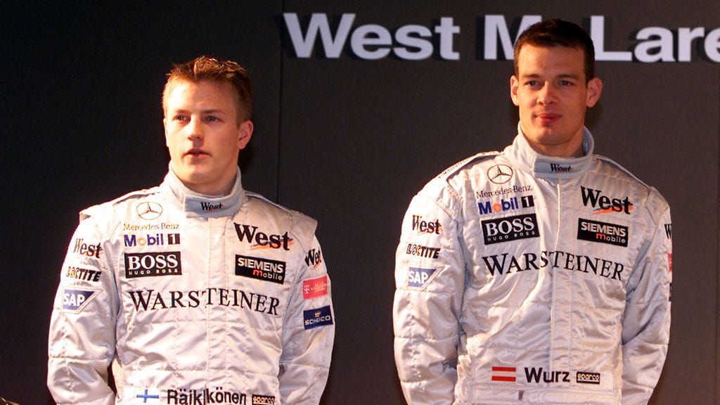 Kimi Räikkönen ja Alex Wurz tammikuussa 2002.