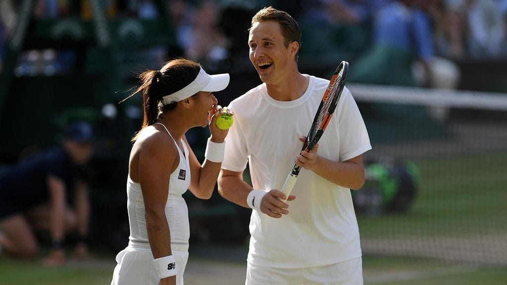 Heather Watson ja Henri Kontinen. Kuva viime vuoden Wimbledon-turnauksesta.