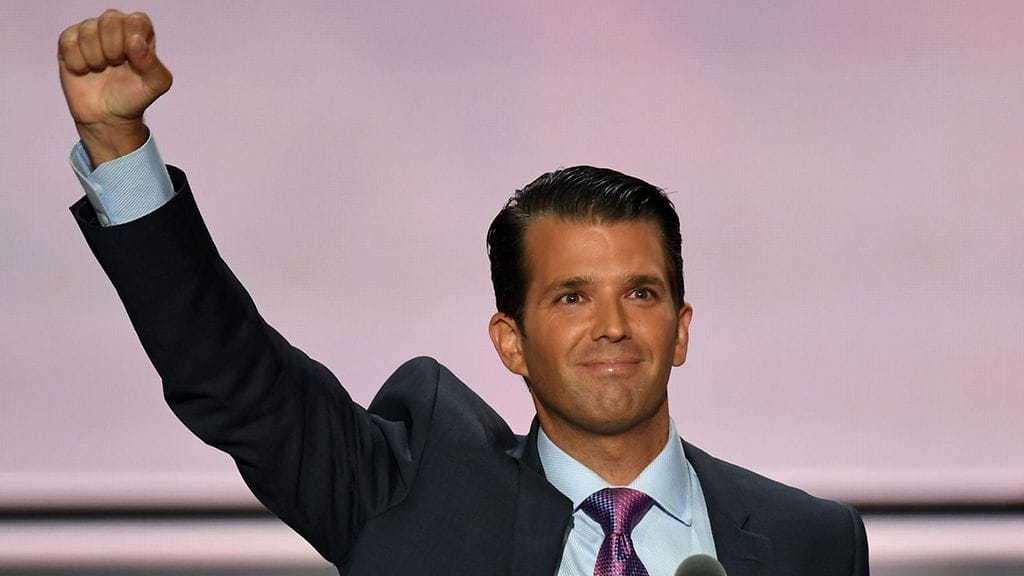Donald Trump jr republikaanien puoluekokouksessa heinäkuussa 2016.