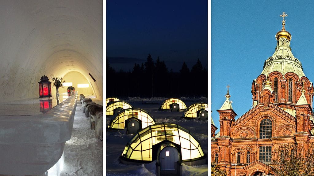 Suomiturismin klassikoita: Kemin lumilinna, igluhotellit ja Uspenskin katedraali.