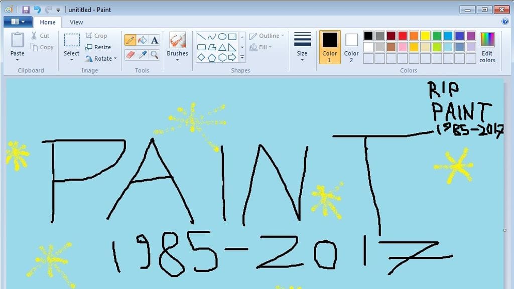 Paint ei ollut ehkä kuvankäsittelyohjelmista pisimmälle kehitetty, mutta se oli helppokäyttöinen ja kuului Windows-käyttöjärjestelmän perusvalikoimaan.