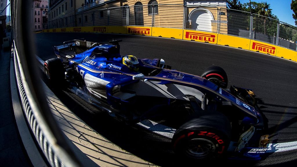 Sauberin Marcus Ericsson Azerbaidzhanin GP:ssä kesäkuussa.