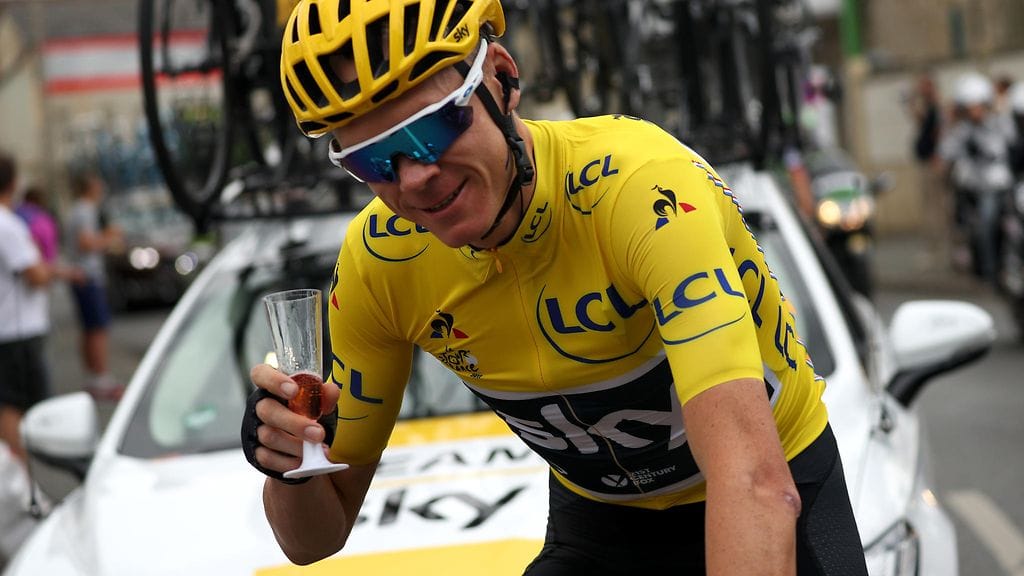 Chris Froome juhli Tour de Francen voittoa viime viikolla.
