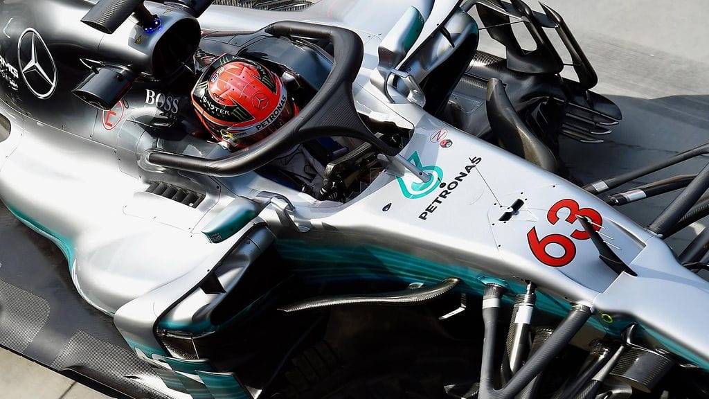 George Russell testasi Haloa Hungaroringillä.