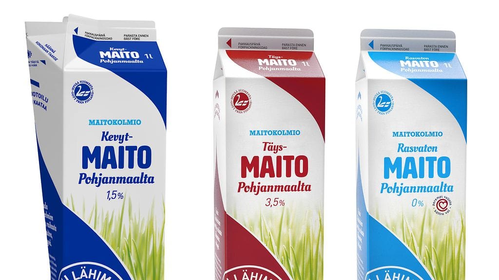 Uusi maitopakkaus avautuu karahvin muotoon.